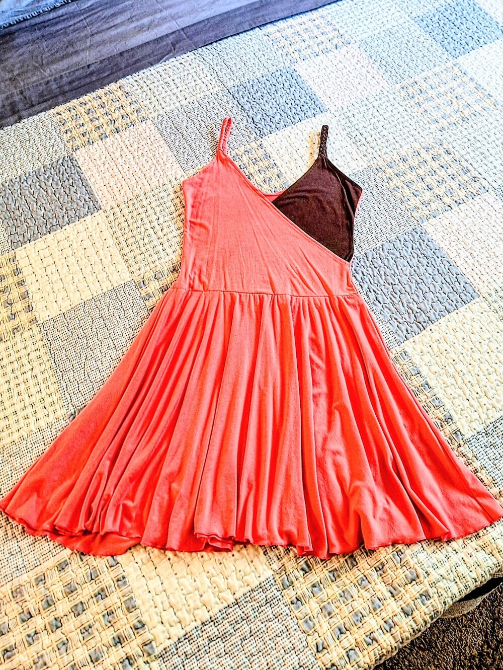 EUC Coral Two-Tone Spaghetti Strap Sundress Size S